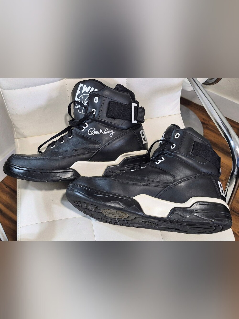 PATRICK EWING ATHLETICS 33 HI Black Leather/White OG 1VB90014-011 Size 13